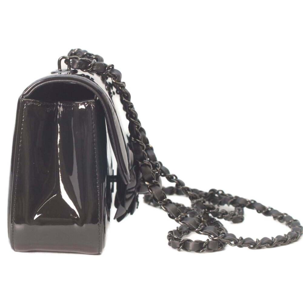 Chanel So Black AS4388 Single Flap Patent Camellia Small - Picture 4 of 9